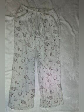 Angel Kiss White Cowboy Print Jogger Pants